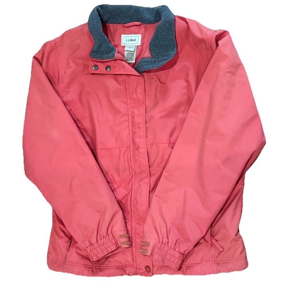 Vintage LL‎ Bean Women's Warm Up Bomber Jacket Fleece Lined Burgundy Large